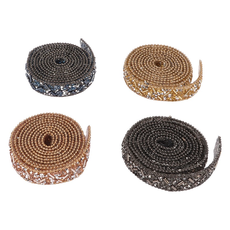 4Pcs Crystal Rhinestone Ribbon Self Adhesive Cuttable Shiny Rhinestone Ribbon