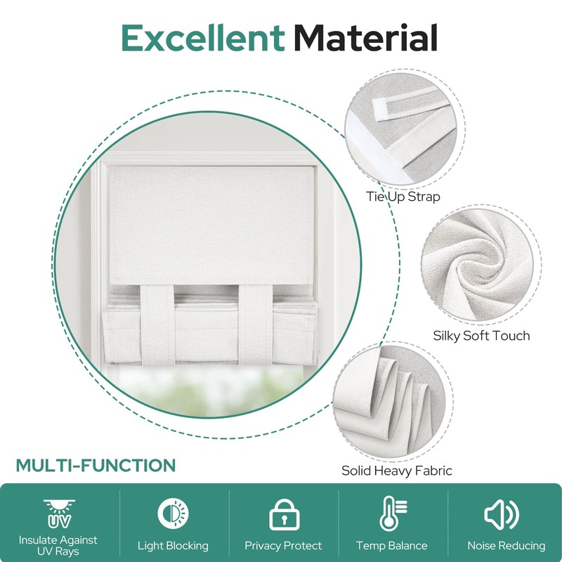 HOMEIDEAS 100% Linen Blackout Sidelight Curtains for Front Door, Side