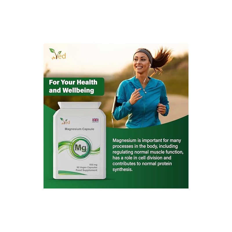 Ved's Extra Strength Magnesium Casules| Natural Food Supplement | 500