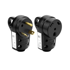 QWORK 30 Amp Male and Female Plug Set, RV Electrical Camper Plug with Handle, Male/Female Replacement Socket Plug Combo Kit, for RV, Camper, Caravan, 6/3 + 8/1 AWG 4-Wire Cord