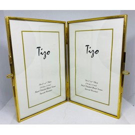 Tizo 4" X 6" Brass Photo Frames Double Self Standing, Made in Italy