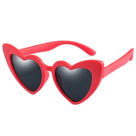 WZWLKJ Love Heart Shaped Sunglasses for Girls Vintage UV 400 Protection Soft Rubber Kids Sunglasses for Holiday Outdoor Beach