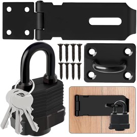 Stainless Steel Bolt Lock Hasp & Padlock with Screws, Safety Device for Garden Gate, Door Bolt, 4 Inch Lock Device Hasp, Shed Lock for Garden, Bedroom, Door, Cabinet