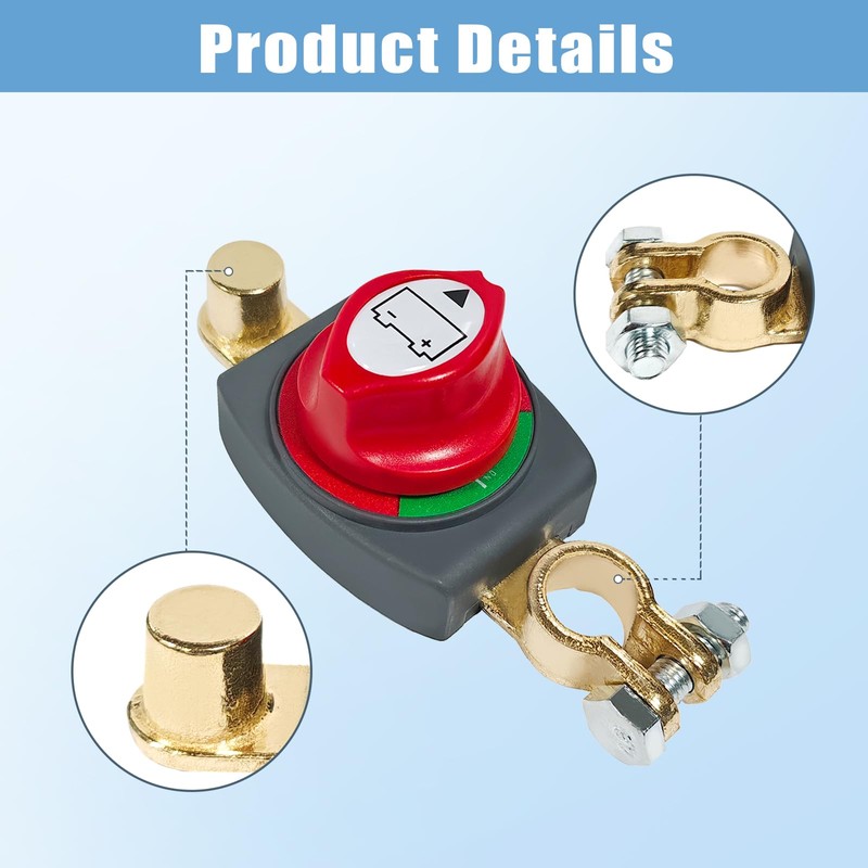 Top Post Battery Disconnect Switch, 12V-48V Car Battery Disconnect Switch