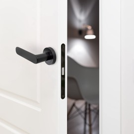 Emuca - Internal Door Handles, Set of Internal Door Handles with D.50 mm (1,96 inch) Rose, Aluminium, Black.