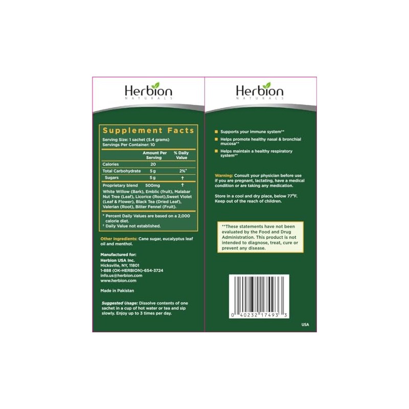 Herbion Naturals Respiratory Care Herbal Granules – 10 Ct for