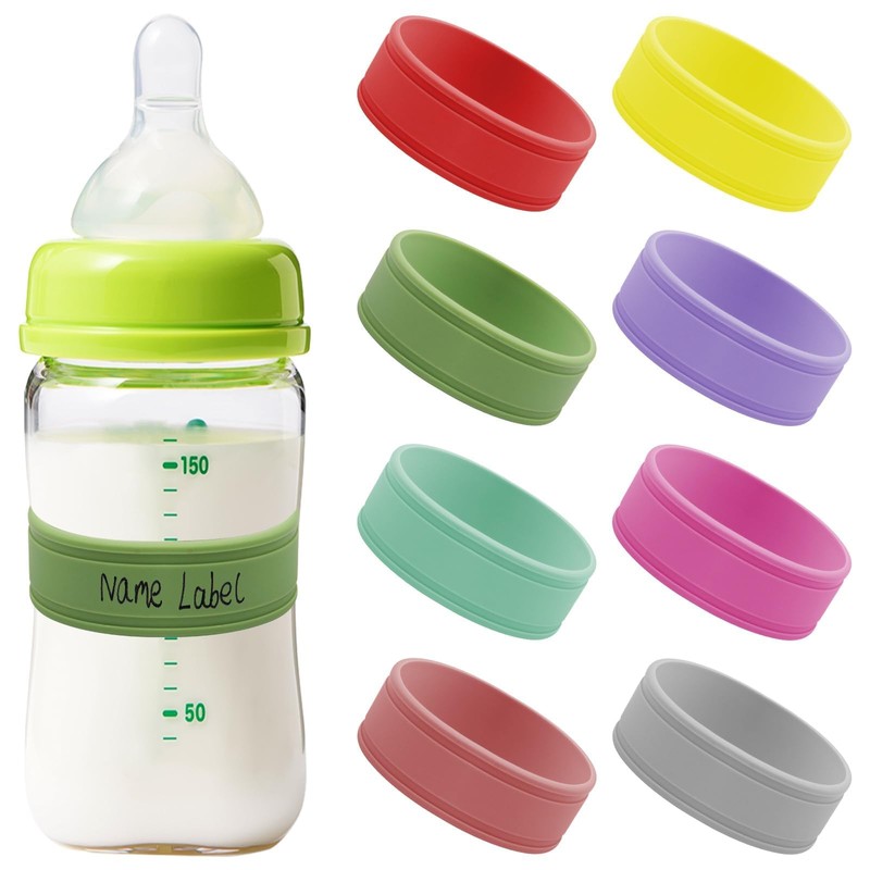 8PCS Silicone Baby Bottle Labels for Daycare - Reusable Writable