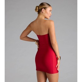 Such A Tease Cutout Bodycon Mini Dress - Color: RED, Size: M