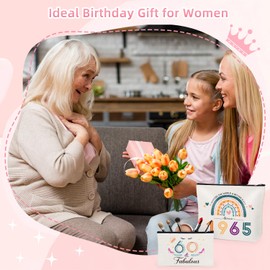 Giftota 60th Birthday Gifts for Women, 2Pcs Rainbow Cosmetic Bags Travel Makeup Bag, Funny 1965 Birthday Gifts for Women, 60 Year Old Lady Present Ideas