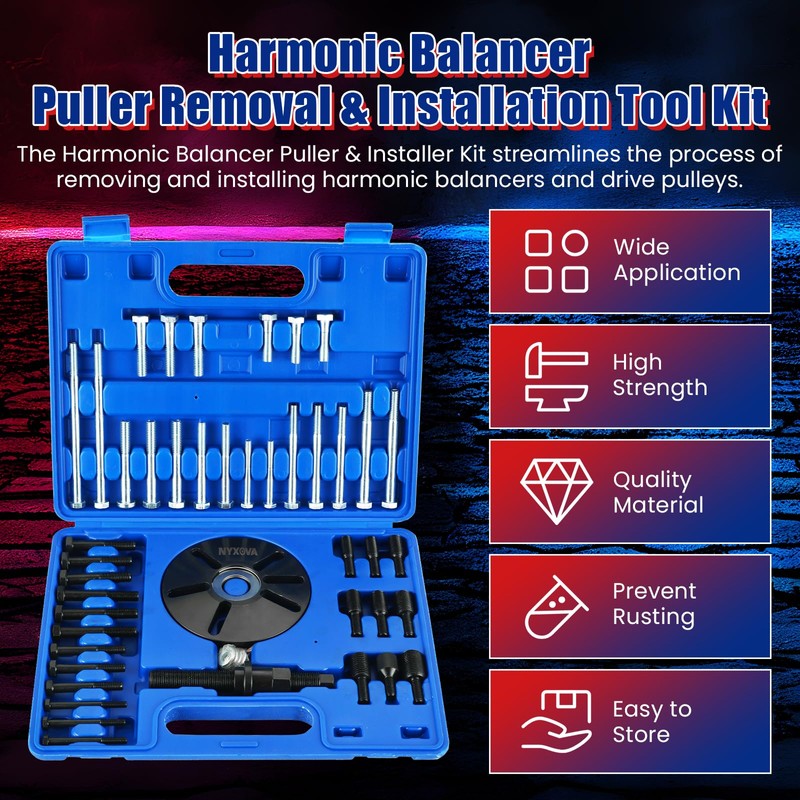 NYXOVA Harmonic Balancer Puller Removal & Install Tool Kit, Flywheel