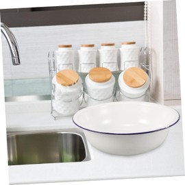 Gogogmee Enamel Footbath Foot Soaking Basin Camping Basin Enamel Bowl Large Foot Soak Tub Enamel Dish White