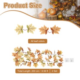 PATIKIL Fall Garlands 6.6Ft/Piece, 2 Pack Artificial Autumn Foliage Garlands Maple Leaves Hanging Vines Leaf Decor for Home Wedding Fireplace Party,Red/Light Yellow