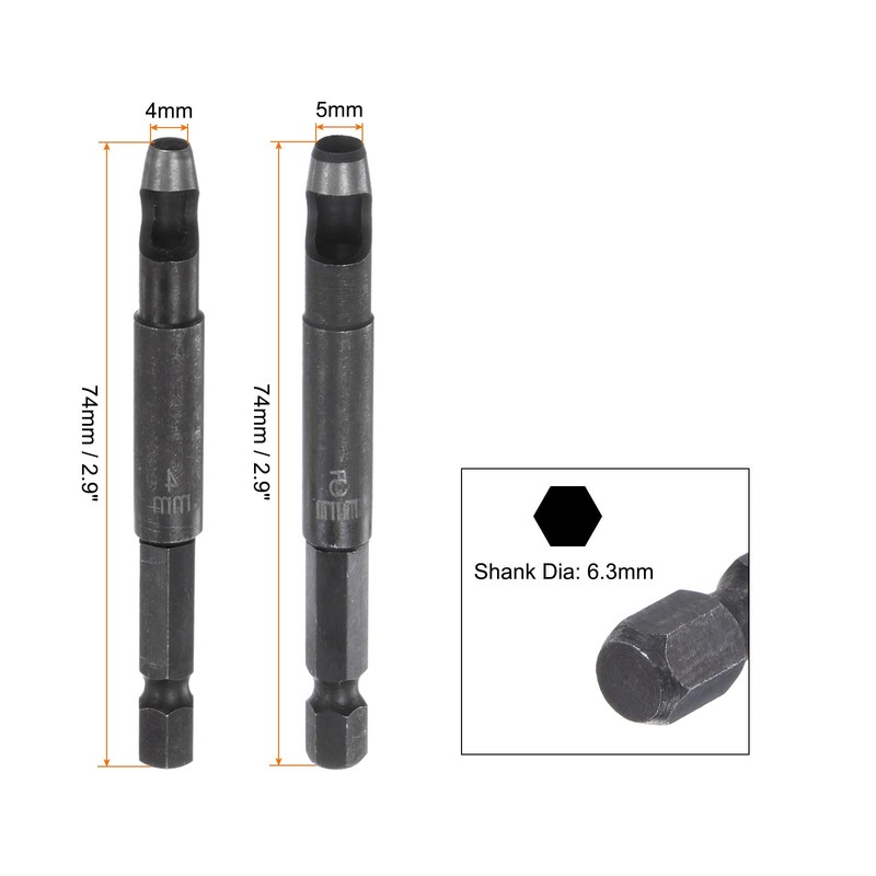 sourcing map Leather Hollow Punch Set 1/4 Hex Shank for