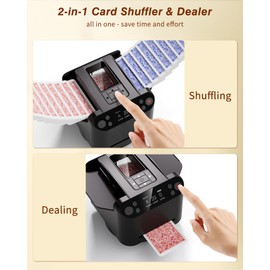INNCNN 2-in-1 Automatic Card Shuffler and Dealer Machine with 4 Remotes for 1-2 Decks, USB-C Rechargeable, Supports 1-12 Players, Programmable, for Poker, UNO, Blackjack, Texas Holdem