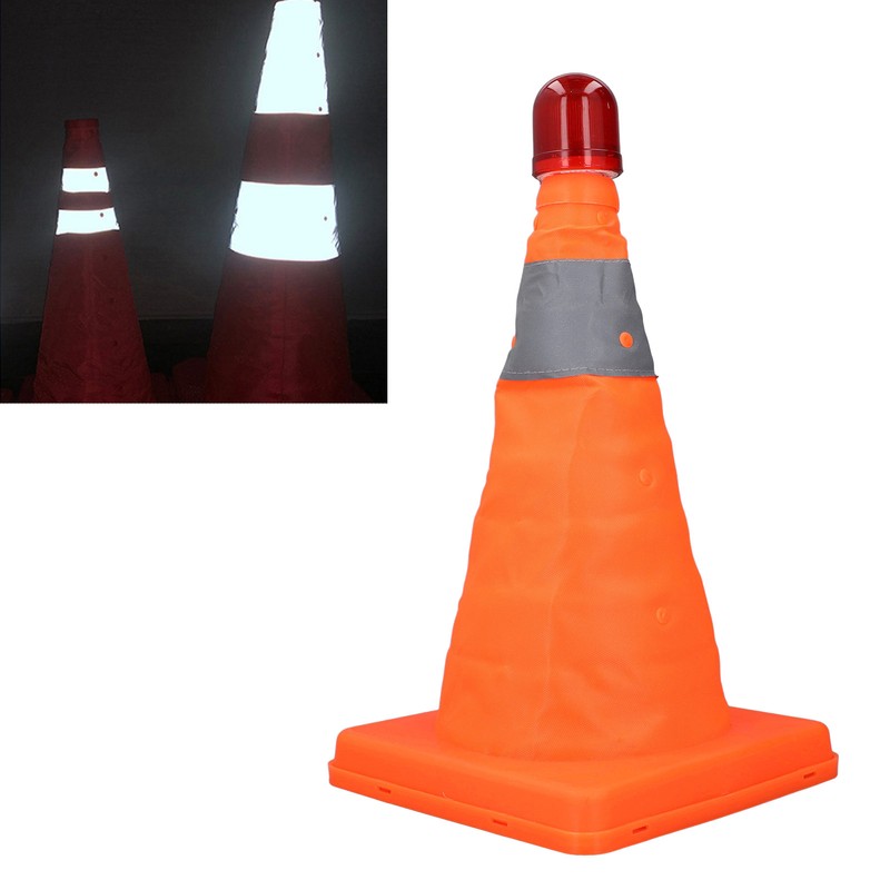 2 Set 30cm Traffic Cones Foldable Reflective Strips Road Safety