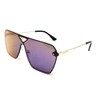 Rimless Oversized Flat Top Shield Square Aviator Sunglasses (Gold &