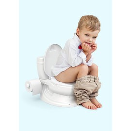 Toylet Potty Training Toilet Seat | Toddler Potty Training with Comfy Seat Cover, Tank Storage & Paper Roll Holder | Easy to Empty and Clean | Soft & Comfortable Potty Trainer for Boys & Girls (White)