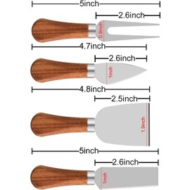 WANGXINYI Cheese Knives Set,Mini Stainless Steel Cheese Knives Butter Knife,50 pcs bamboo picksFork,Perfect Cheese Slicer with Wooden Handle,Charcuterie Accessories (Option 1)