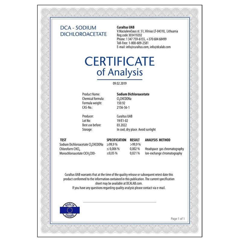 Sodium Dichloroacetate (Dichloroacetic Acid) - Sodium Dichloroacetate - DCA 25