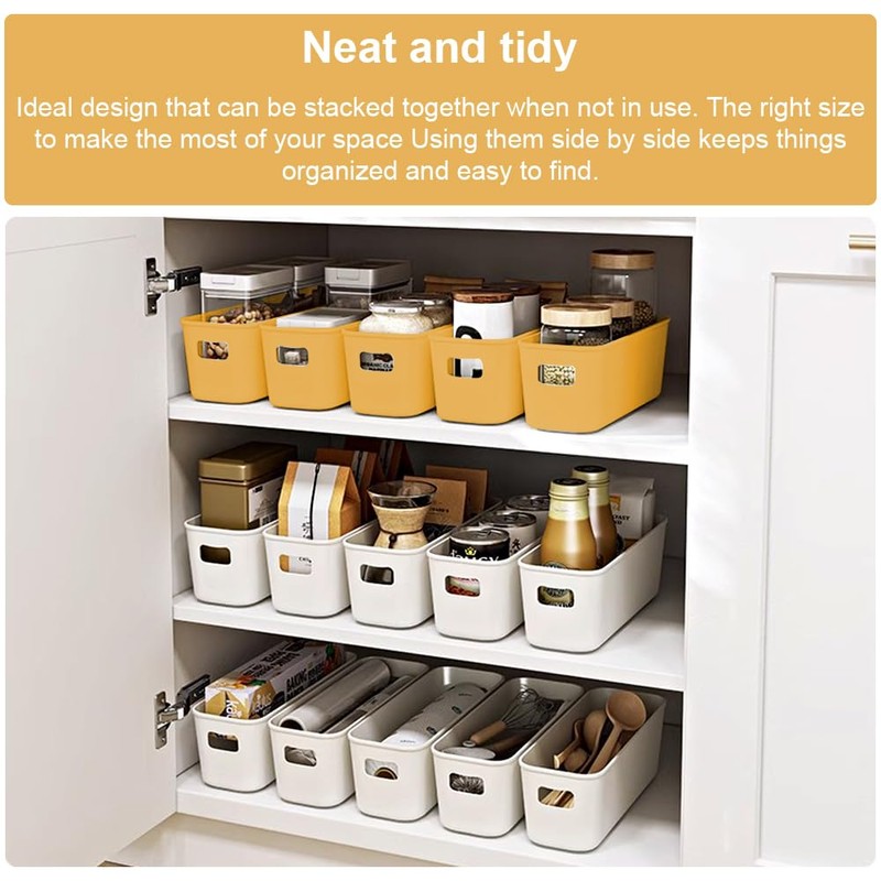 GmeDhc 4PCS Thick Plastic Storage Basket, Rectangular Storage Boxes, Storage