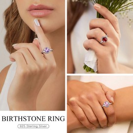 Suplight Silver Rings Crytal June Birthstone Ring Stackable Engagement Rings for Women