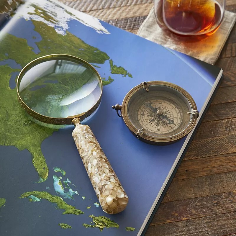 47th & Main Handheld Magnifying Glass with Shell Handle and