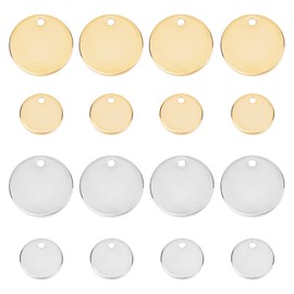 BENECREAT 48Pcs 2 Size Flat Round Blank Pendants, Real Gold Plated Coin Disc Charm for DIY Necklace Bracelet Jewelry Making Accessories