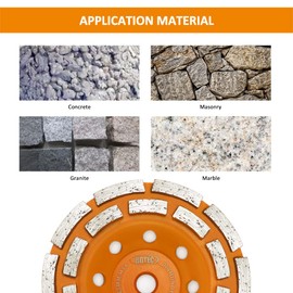 Diamond Grinding Wheels180mm - BGTEC Grinding Cup Wheel for M14 Grinder Polishing and Cleaning Marble Concrete Masonry