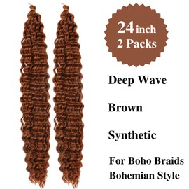 Brown Curly Braiding Hair Crochet Braids for Black Women Deep Wave Braids Hair Extensions for Boho Braids Hypoallergenic Itch Free