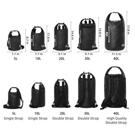 Rock Cloud Dry Bag Waterproof 5L Dry Sack for Kayaking Rafting Boating Beach Surfing Swimming Canoe Camping Hiking Fishing Ski, Black