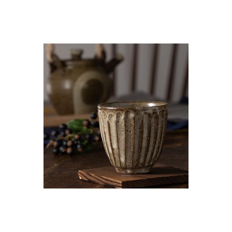 Marui Seihito Shigaraki Ware 3-4479 Hechimon Tea Cup, Capacity Approx.