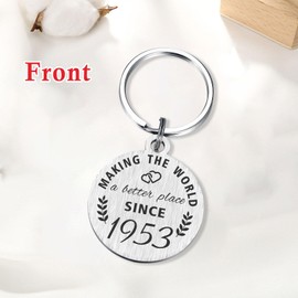 ABNTY 72nd Birthday Gifts for Women Men, 72 Year Old Birthday Keychain, Born in 1953 Gifts, 1953 Birthday Decorations