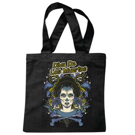 'Shoulder bag "Diva De Los Muertos Skull Gothic Outdoor Bike Club Mc Motorcycle Chopper Custom Motorbike, Meet Club Meet Shopping Bag School Bags Gym Bag in Black
