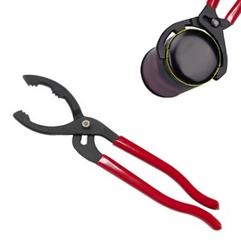 KVAEY 12" Adjustable Oil Filter Pliers, Automotive Oil Filter Removal Tools with Long Handle, Universal Oil Filter Wrench for Engine Filters in Cars and Trucks, Car Accessories (Red)