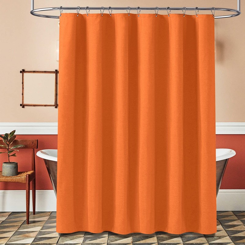 BTTN 78 Inch Long Shower Curtain - Linen Textured Weighted