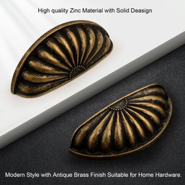 Probrico 10 Pack Antique Brass Cabinet Cup Pulls 3 Inch(76mm) Drawer Pulls,Vintage Brass Dresser Handles Kitchen Hardware for Cabinet Drawer Dresser