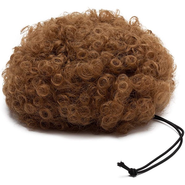 SEGO Afro Hairpiece Bun Puff Hair Extensions Ponytail Ponytail Braid with Drawstring Curly Coffee Brown 1 Puff Kinky Curly 65 g