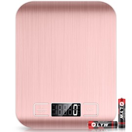 Mik-Nana Food Scale Pink, 10kg/22lb Digital Kitchen Scale Weight Grams and Oz for Baking and Cooking, 1g/0.1oz Precise Graduation, Easy Clean Stainless Steel