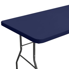 UgyDuky 6Ft Rectangle Fabric Table Cloth Waterproof Polyester Elastic Fitted Tablecloth Washable Table Protector Cover Washable and Wrinkle Resistant Stretch Rectangular Patio Table Cover (Blue)