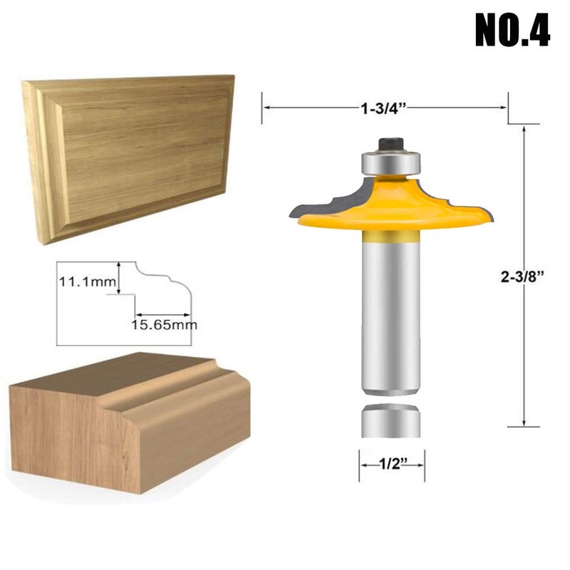 LEATBUY Door&Drawer Front Edging Router Bit Set 1/2-Inch Shank 4