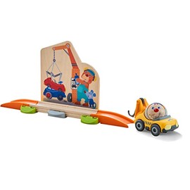 HABA Kullerbü 304782 Theme Set Scrap Yard, Wooden Marble Run with Tow Truck and Ball Tow Master Anton, Motor Skills Toy from 2 Years