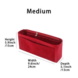 Purse Organizer Insert, Suede Bag Organizer Handbag Tote Shaper, Suede Material, Soft and Non Damaging Bag (Medium,Red)