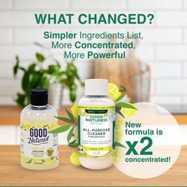 Good Natured Brand All-Purpose Cleaner Concentrate + 16 oz Bottle | Biodegradable Multi-Surface Cleaner | Natural Lemon Essential Oil | Multipurpose Cleaner All Surfaces | Lemon Love | 4oz makes 64oz