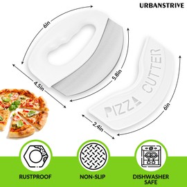 Urbanstrive Heavy Duty Stainless Steel Pizza Cutter with Cover, Super Sharp Blade Pizza Knife Pizza Cutter Rocker, Perfect Kitchen Gadgets for Pizza Cutting Home Essentials, White