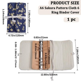 CRASPIRE A6 Book Sleeve Cover 6 Ring Binder Organizer Cloth with Rope Cherry Bloom Floral Flower Sea Wave Washable Book Protector Fabric for Notebook Novel Journal Textbooks Case Diary Decor