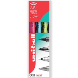 uni-ball Air – 0.5mm Rollerball - Blue, Green, and Orange Barrel - Black Ink – Pack of 3 - UBA-188E-M - In Gift Box