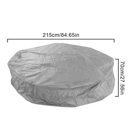 Round Whirlpool Cover, Waterproof Swimming Pool Cover, Outdoor Spa Bath Cover, Protection Against Wind, UV Protective (215 x 70 cm, Grey)
