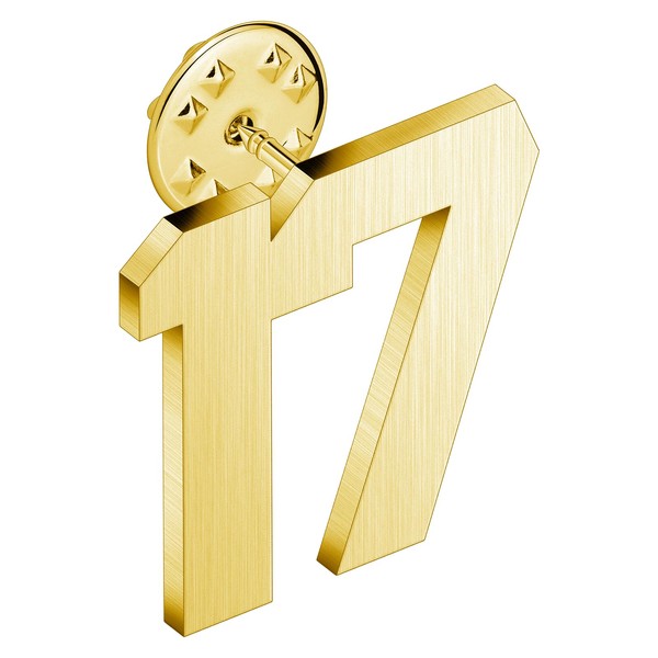 AMITER Personalized 0-100 Number Lapel Pins, 18K Gold Brooch Pin