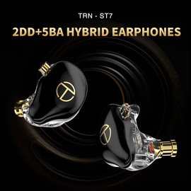 FEDAI in Ear Monitor Earbuds TRN ST7, 2DD 5BA HiFi Monitor Earphones Noise Cancelling Wired Earbuds Balanced Armature Dynamic Driver Hybrid Headphones with Microphones(Type-C Mic, Transparent)