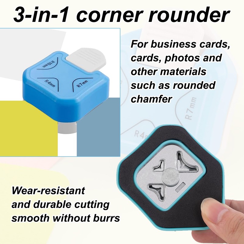 3-in-1 Corner Rounder, Hole Punch, 3-Way Craft Punch for Paper,